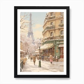 Vintage Winter Illustration Paris France 5 Art Print