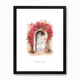 Tarragona, Spain   Mediterranean Doors Watercolour Painting 3 Poster Art Print