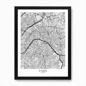 Paris White Black Art Print