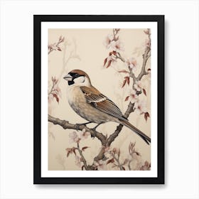 Dark And Moody Botanical House Sparrow 2 Art Print