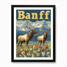 Aihrgdesign A Retro Travel Poster For Banff 1 Art Print