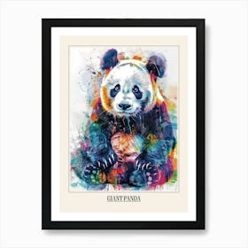 Giant Panda Colourful Watercolour 1 Poster Art Print