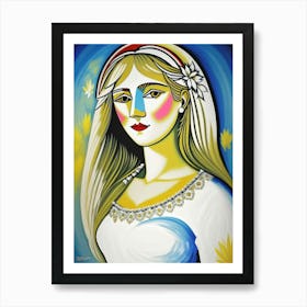 Woman With Long Blonde Hair Art Print