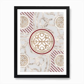 Geometric Abstract Glyph in Festive Gold Silver and Red n.0086 Art Print