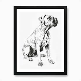 Bullmastiff Dog Line Sketch 3 Art Print