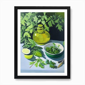 Lemon Balm Spices And Herbs Oil Painting Art Print