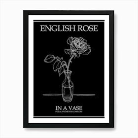 English Rose In A Vase Line Drawing 2 Poster Inverted Art Print