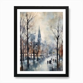 Winter City Park Painting Westerpark Amsterdam Netherlands 2 Art Print