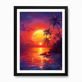 Sunset At The Beach 7 Art Print