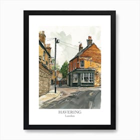 Havering London Borough   Street Watercolour 1 Poster Art Print