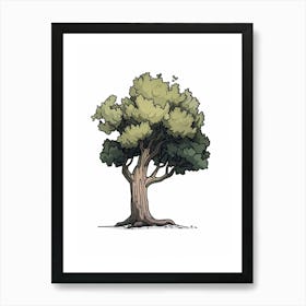 Elm Tree Pixel Illustration 3 Art Print