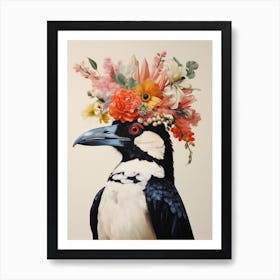 Bird With A Flower Crown Magpie 5 Art Print