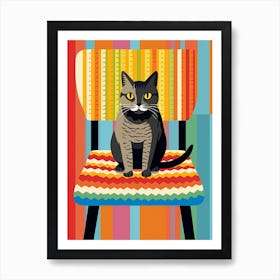 Cat On Crochet Vintage Chair Illustration 3 Affiche