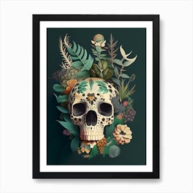 Skull With Terrazzo Patterns 1 Botanical Art Print