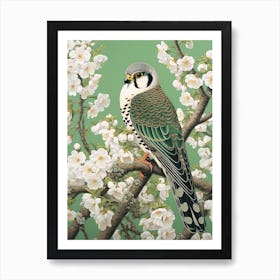 Ohara Koson Inspired Bird Painting American Kestrel 3 Art Print