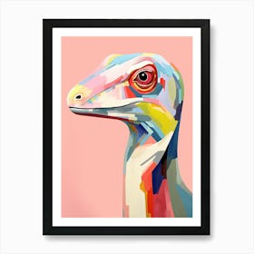 Colourful Dinosaur Compsognathus 2 Art Print