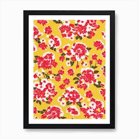 Peppermint Floral Print Retro Pattern 1 Flower Art Print