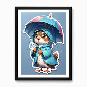 Bird With Umbrella Art Print