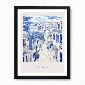 Tel Aviv Israel Mediterranean Blue Drawing Poster Art Print