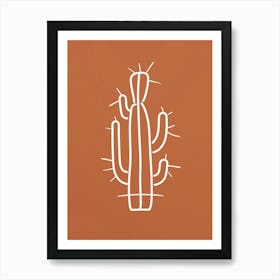 Cactus Line Drawing Crown Of Thorns Cactus 1 Art Print