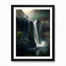 Satopanth Waterfall, India Realistic Photograph (2) Art Print