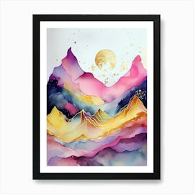 Watercolor Mountains Canvas Art Art Print