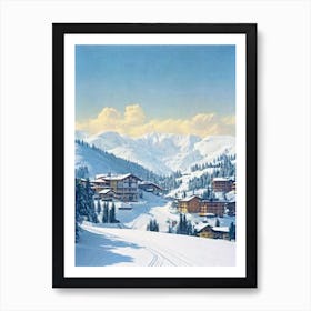Selva Val Gardena, Italy Vintage Skiing Poster Art Print