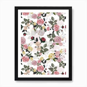 Peony Roses White Art Print