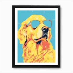 Golden Retriever With Sunglasses Art Print