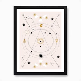 Devil Eye And Celestials  In A Geometric Composition Art Print