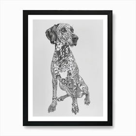 Bluetick Hound Dog Line Sketch 1 Art Print