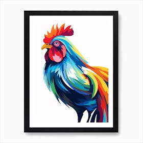 Colourful Geometric Bird Rooster 2 Art Print