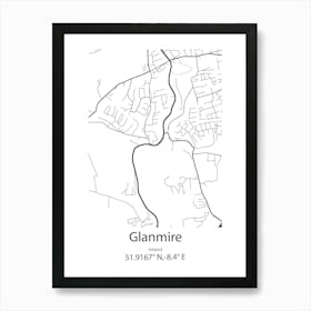 Glanmire,Ireland Minimalist Map Art Print