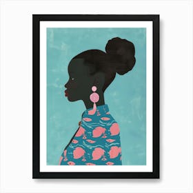 Black Woman With Pink Hair Art Print