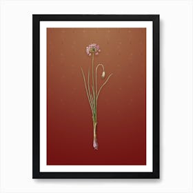 Vintage Autumn Onion Botanical on Falu Red Pattern Art Print