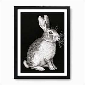 Argente Blockprint Rabbit Illustration 4 Art Print