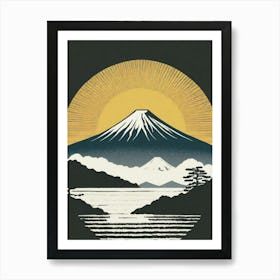 A Serene Scene Of Mount Fuji At Sunrise Ukiyo-E Style Art Print