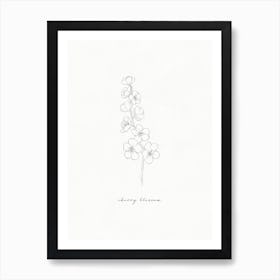 Cherry Blossom Line Drawing Art Print