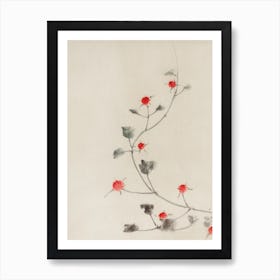 Small Red Blossoms On A Vine, Katsushika Hokusai Art Print