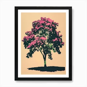 Alder Tree Colourful Illustration 3 Art Print