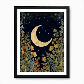 Default William Morris Print Night Sky Botanical Moon Poster V 2 1 Gigapixel Standard V2 4x Art Print