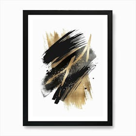 Gold Brush Strokes 6 Art Print