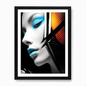 Portrait of elegant woman with a futuristic twist Art Print