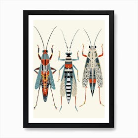 Colourful Insect Illustration Cricket 11 Art Print