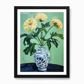 Flowers In A Vase Still Life Painting Chrysanthemum 4 Art Print