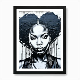 Graffiti Mural Of Beautiful Black Woman 130 Art Print