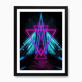 Neon landscape: Pink Triangles [synthwave/vaporwave/cyberpunk] — aesthetic retrowave neon poster Art Print