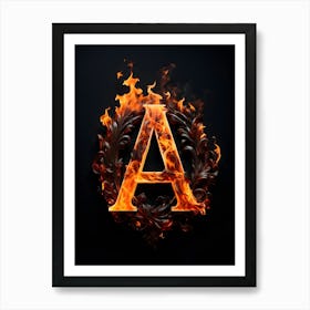 Letter A In Flames 1 Art Print