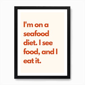 Seafood Diet Kitchen Typography Cream Red Art Print