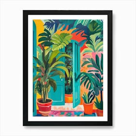 Tropical Garden, door with plants Art Print